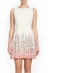 CeCe White Multi Floral Printed Women's Size 14 A-Line Dress Cotton